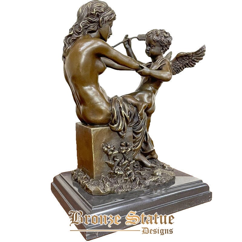 Estátua de bronze deus grego bronze venus e cupido romano venus eros escultura estatueta para decoração de casa obras de arte ornamento criativo