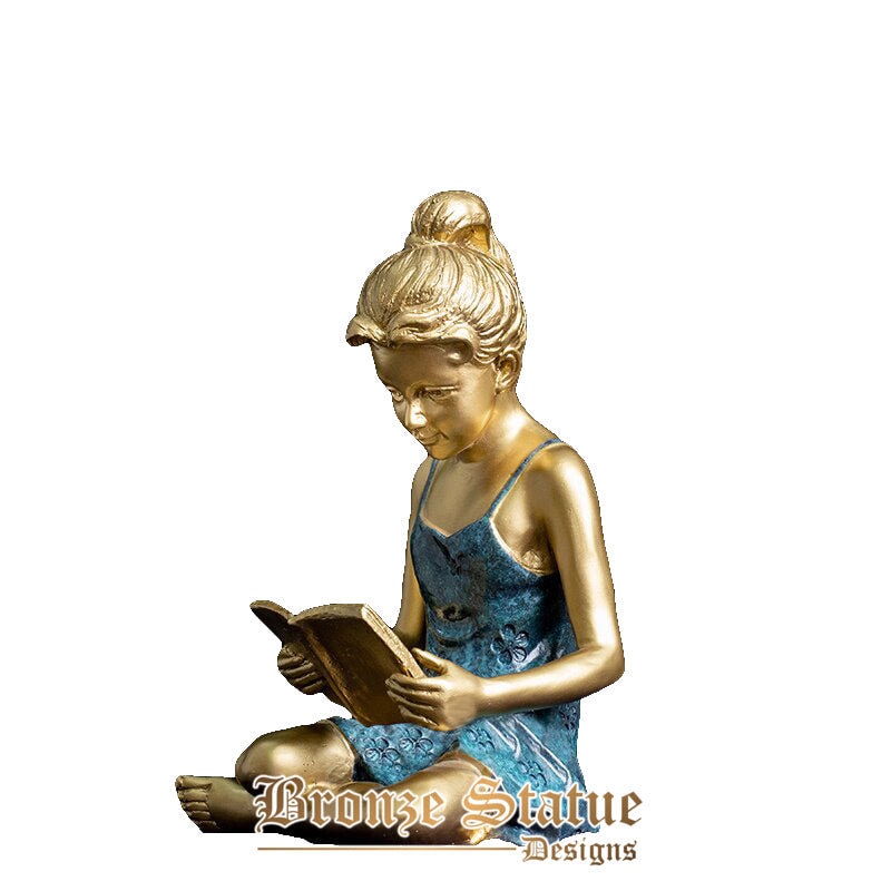 Ragazza seduta e la lettura di un libro statua in bronzo bronzo ragazza seduta libro di lettura scultura per la decorazione domestica ornamenti desktop