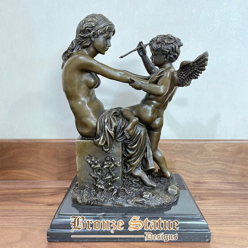 Estátua de bronze deus grego bronze venus e cupido romano venus eros escultura estatueta para decoração de casa obras de arte ornamento criativo