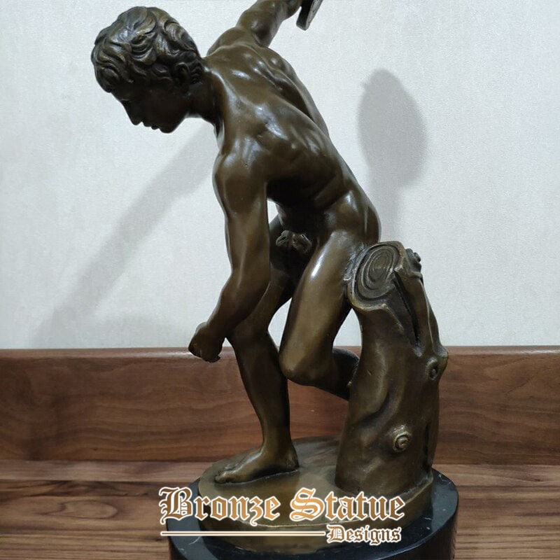 Classical discus thrower bronze statue discobolus bronze sculpture famous antique figurine art crafts for home decor ornament
