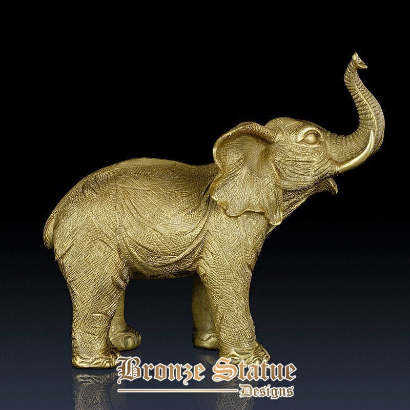 Estátua de elefante de bronze fundido escultura de elefante de bronze de decoração de casa ornamento animais selvagens estatuetas de artesanato de arte de bronze