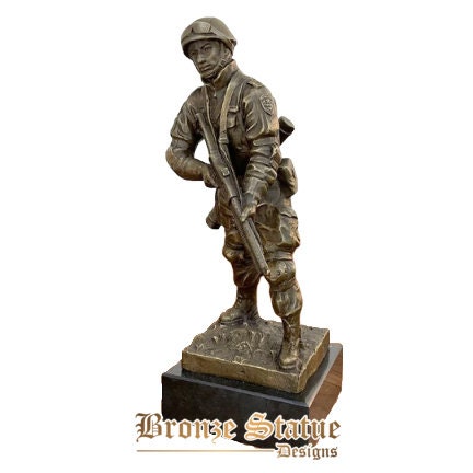 Bronze soldier statue bronze army soldier sculpture standing soldier gun memorial statues garden home decoration art figures