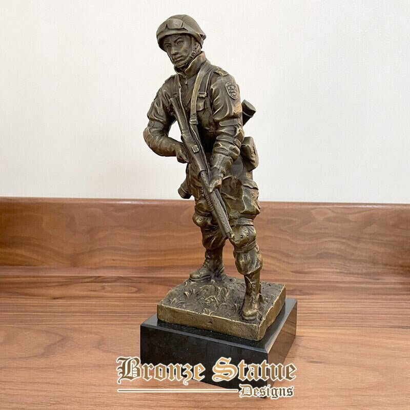 Soldato di bronzo statua bronzo soldato dell'esercito scultura in piedi soldato pistola statue commemorative giardino decorazioni per la casa arte figure