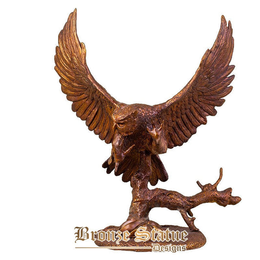 Escultura de coruja de bronze estátua de coruja de águia animal animal estátua de coruja de bronze base de mármore estatueta de decoração interna ornamento artesanato