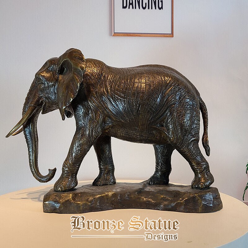 Escultura de bronze estátua de elefante de bronze escultura de animais de bronze fundição estátuas de elefantes artesanato decoração de escritório em casa ornamento