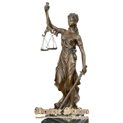 Bronze lady justice sculpture greek roman goddess of justice bronze statue handmade cast mythology figurine crafts for home deco