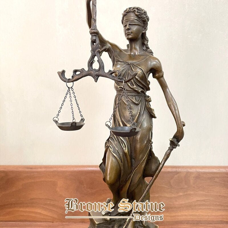 Bronze lady justice sculpture greek roman goddess of justice bronze statue handmade cast mythology figurine crafts for home deco