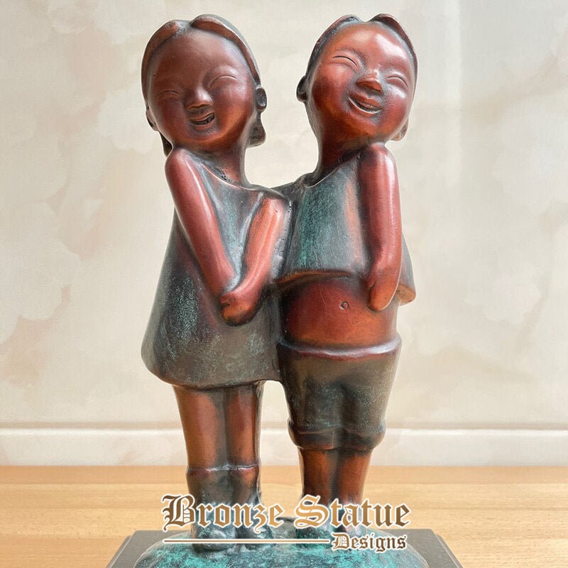 Bronze kids sculpture modern art boy and girl bronze statue figurines art children bronze crafts for home hotel decor ornament