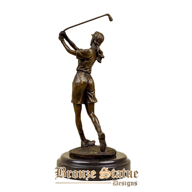 Bronze golfer woman sculpture bronze golf statue playing golf statues and sculptures for home decor ornament gift art craft