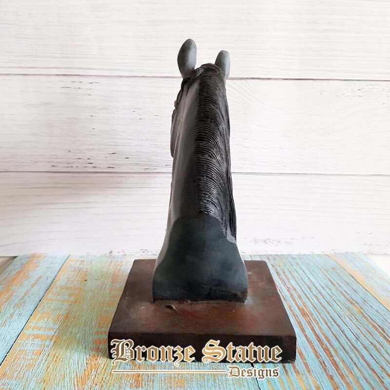 Bronze horse head statue animal bust sculpture art office table room decor chinese zodiac figurine horse head bronze sculpture