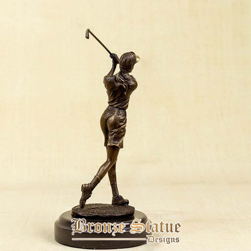 Bronze golfer woman sculpture bronze golf statue playing golf statues and sculptures for home decor ornament gift art craft