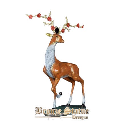 Bronze deer statue sika deer bronze sculpture dancing deer statues for decoration art crafts festival gift ornament