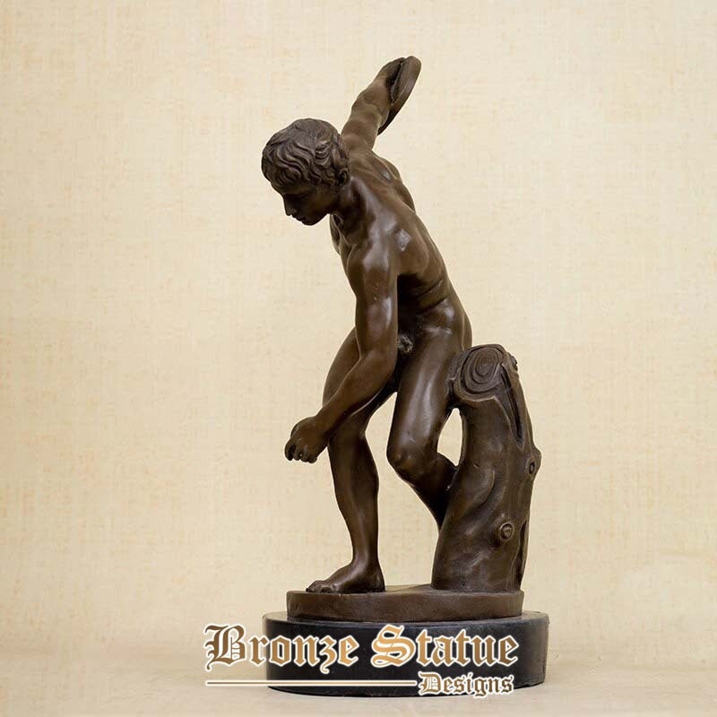 Escultura de lançador de disco de bronze estátua clássica de bronze discobolus famosa estatueta de arte de bronze para decoração de casa ornamento presentes