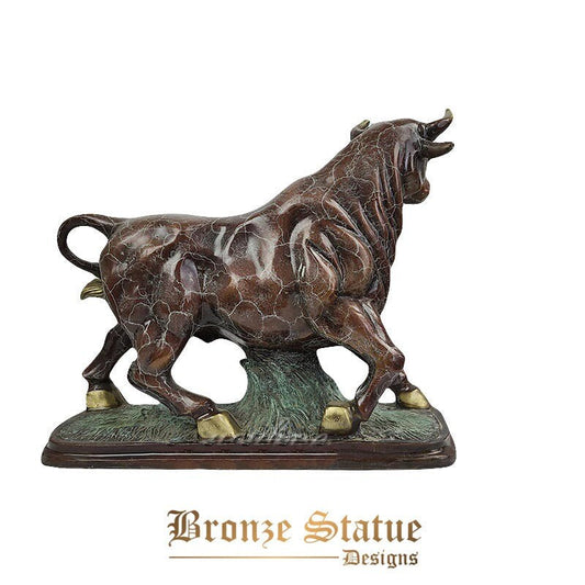 Escultura de touro de bronze de parede estátua de touro feroz de bronze escultura de animais de base de bronze para ornamento de decoração de escritório doméstico