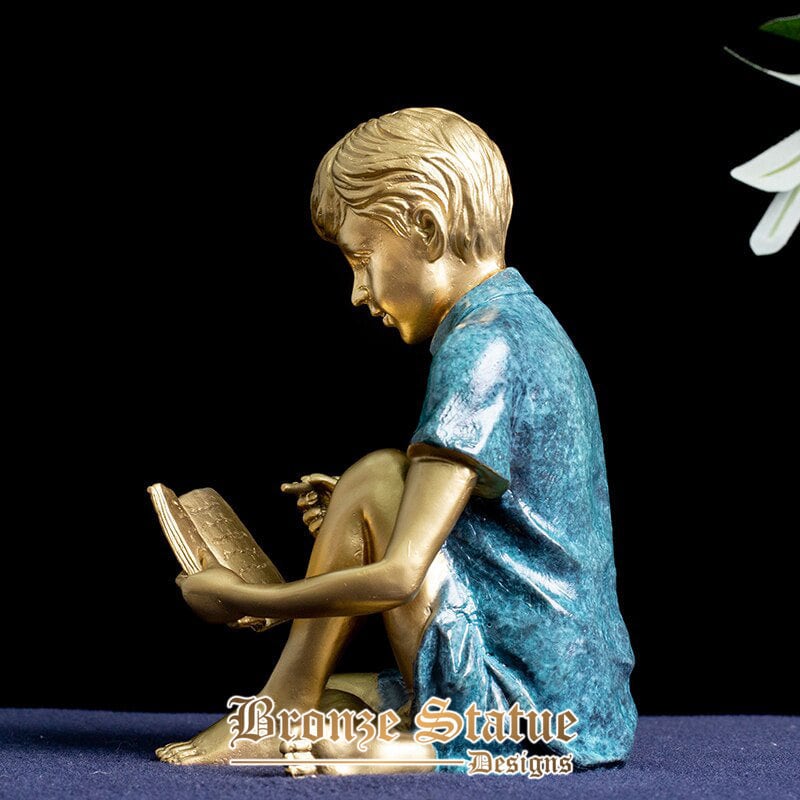 Bronzo ragazzo lettura scultura reale fusione di bronzo ragazzo lettura libro statua arte moderna artigianato fatto a mano home office decor ornamento