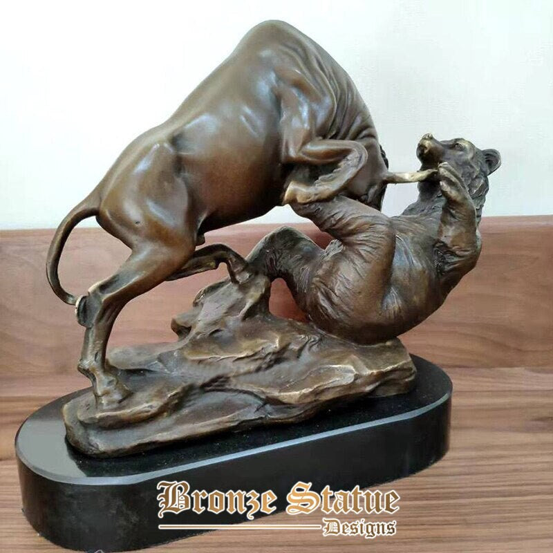 Bronze bull and bear sculpture wall street charging bull vs bear fighting bronze statues art crafts for home hotel office decor