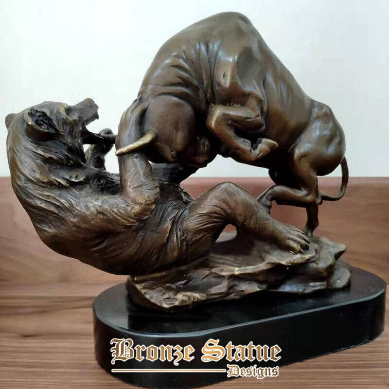 Bronze bull and bear sculpture wall street charging bull vs bear fighting bronze statues art crafts for home hotel office decor