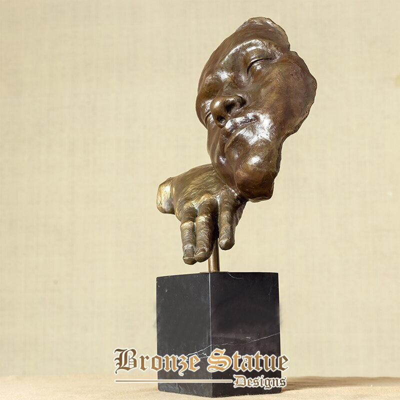 Bronzo statua astratta pensando uomo testa scultura in bronzo persone faccia busto in bronzo statue per la decorazione domestica arte moderna ornamento