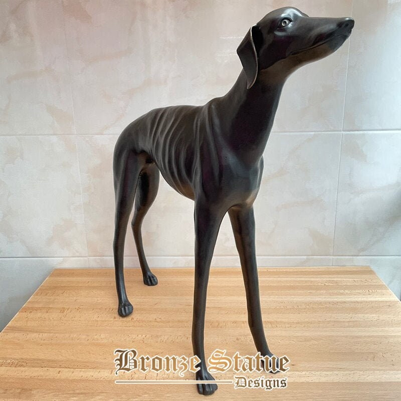 31in | 80cm | Large Bronze Dog Sculpture Real Bronze Dog Statue Casting Art Bronze Animal Statues Home Garden Decoration