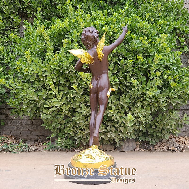 88 cm bronzo cupido scultura bronzo angelo statua di cupido mitologia statue e scultura per la decorazione d'arte domestica artigianato classico