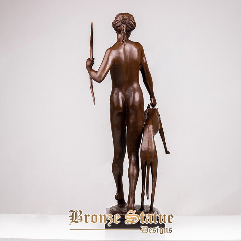 31in | 80cm | bronze greek mythology goddess diana artemis statue antique hunter sculpture art crafts for home decor large ornament gifts