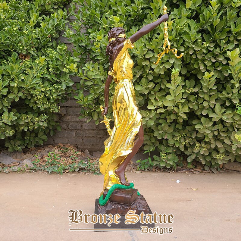 28 polegadas | 72cm | Senhora da justiça estátua de bronze deusa da justiça escultura mitologia bronze senhora da justiça estátuas para decoração de arte em casa