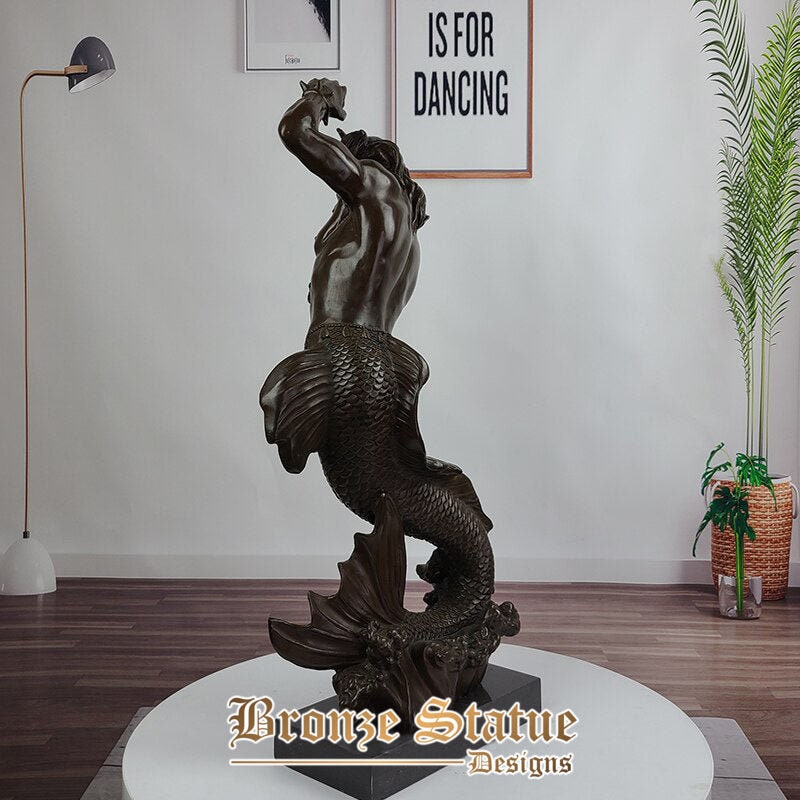 27 Zoll | 70cm | Poseidon-Bronzeskulpturen, große Bronze-Poseidon-Statue, Mythologie, griechischer Gott des Meeres, Kunstfigur für Heimdekorationsgeschenke