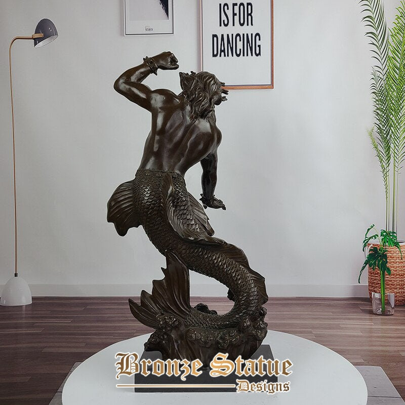 27in | 70cm | Esculturas de bronze poseidon grande estátua de bronze poseidon mitologia deus grego do mar arte estatueta para decoração de casa presentes