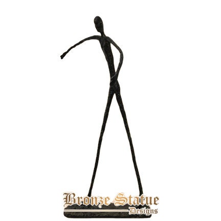 27 Zoll | 68cm | Echte Bronze-Wandermann-Skulptur von Giacometti Inspiration, große Kunstwerke, abstrakte Bronzestatuen für Wohnkultur, Geschenk