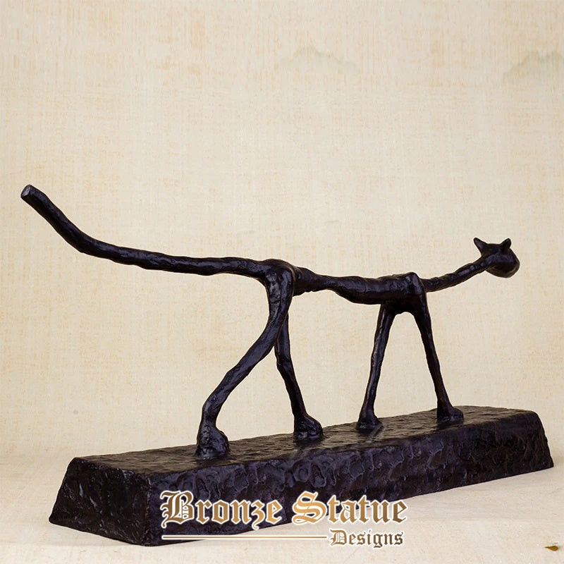 27in | 70cm | bronze cat sculpture bronze cat statue inspired by alberto giacometti abstract cat statues interior home art decor gifts