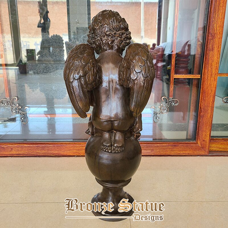 27in | 70cm | bronze angle sculpture bronze cherub statue baby angle statues and sculptures cast bronze cupid crafts for home hotel decor