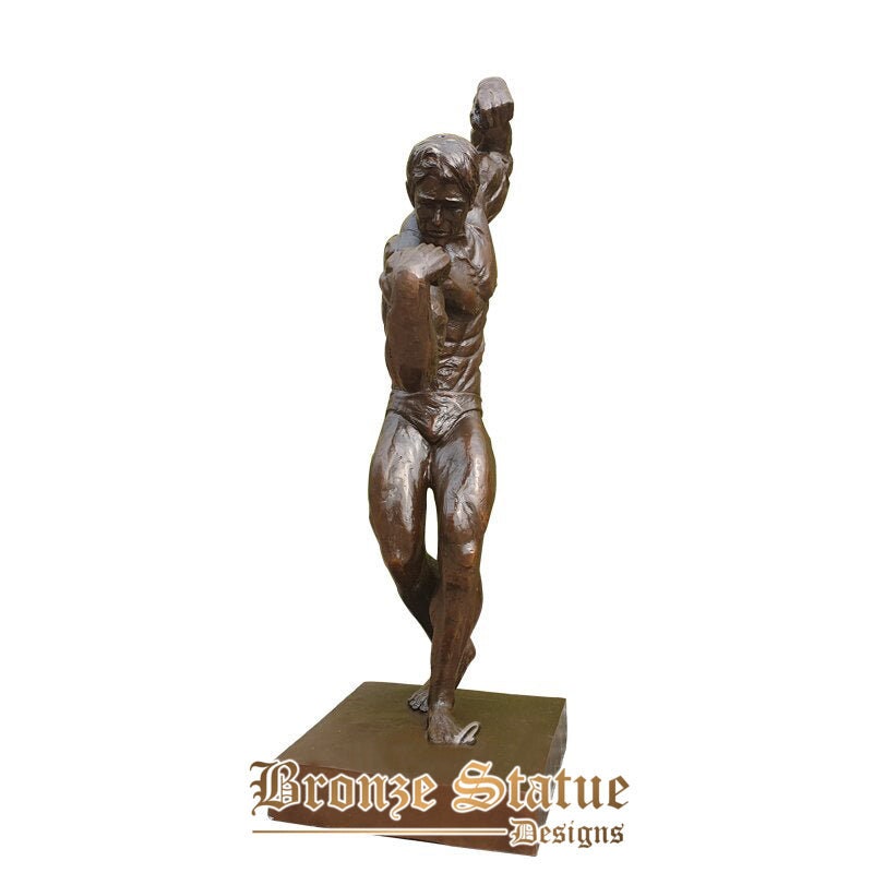 24in | 62cm | muscle man sculpture strong man bronze sculpture bronze muscular people statue gym ornament modern art crafts home decor