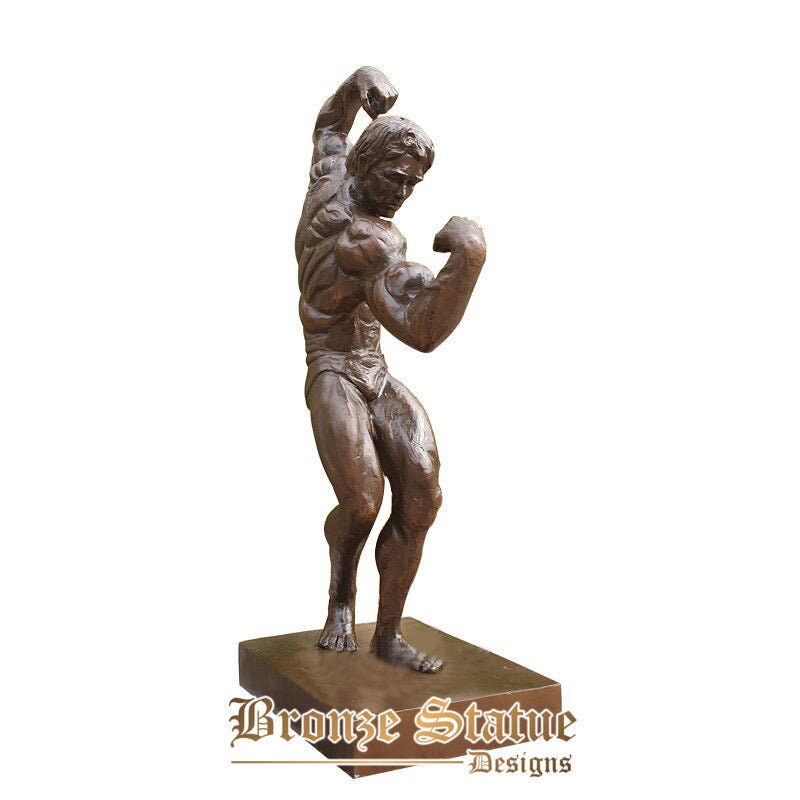 24in | 62cm | muscle man sculpture strong man bronze sculpture bronze muscular people statue gym ornament modern art crafts home decor
