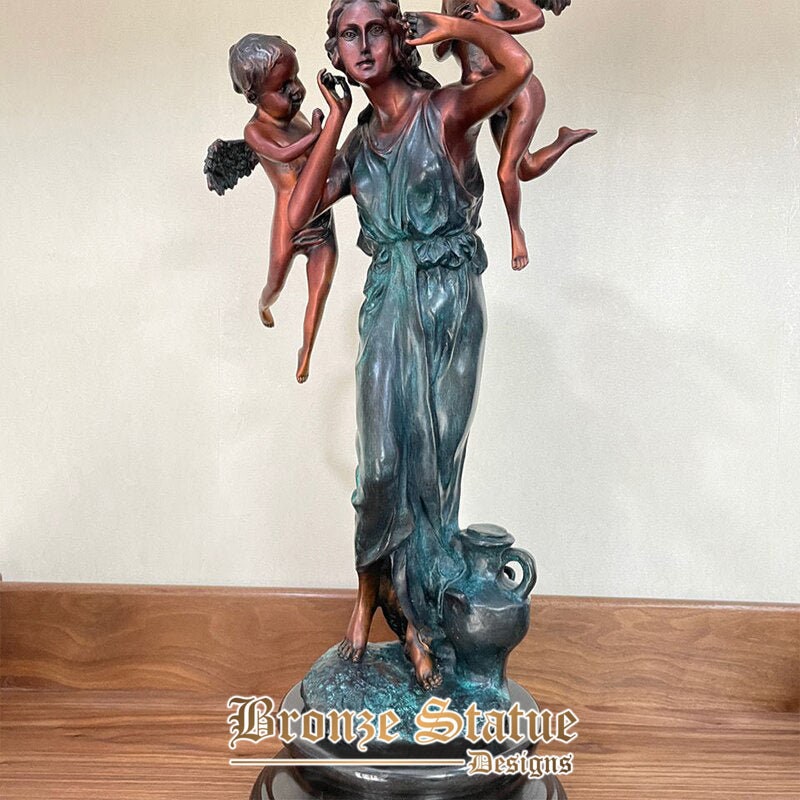 23 em | 60cm | Madonna de bronze e estátua de anjo madonna e escultura de bronze infantil para decoração de igreja de hotel em casa ornamento de artesanato de arte