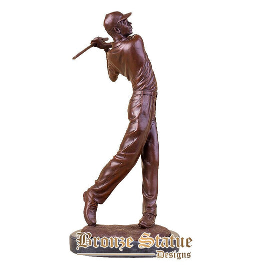 23in | 58cm | Estátua de homem de golfe de bronze jogando golfe homem escultura de bronze arte moderna golfista esporte artesanato figura para decoração de casa ornamento presente