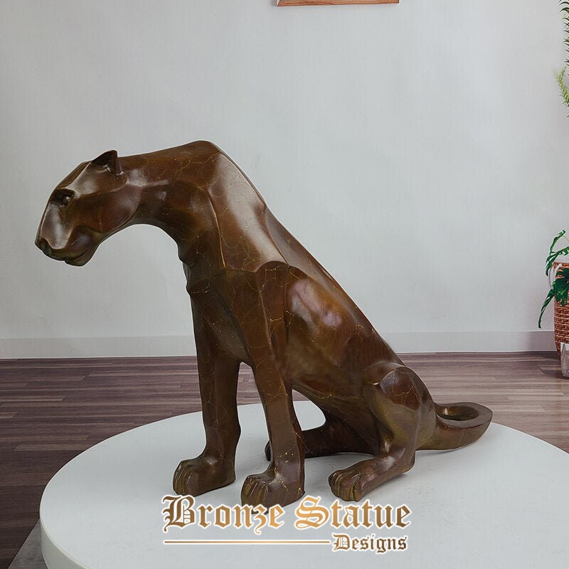 22 polegadas | 57cm | Estátuas de leopardo de bronze escultura de leopardo de bronze animais selvagens esculturas de bronze estatuetas home office arte decoração artesanato
