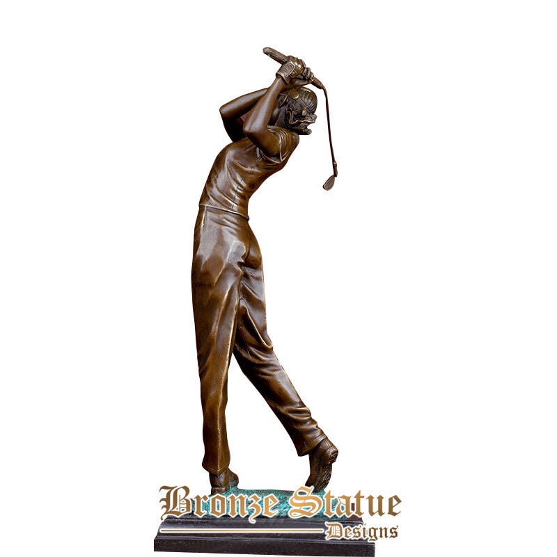 22in | 56cm | bronze golfer woman sculpture bronze golf statue playing golf statues and sculptures for home decor ornament gift art craft