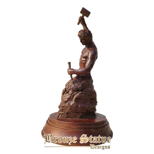 18 polegadas | 45cm | Escultura de homem feita por si mesma em bronze, estátua de bronze auto-esculpida, artesanato de arte moderna para ornamento de decoração de escritório doméstico