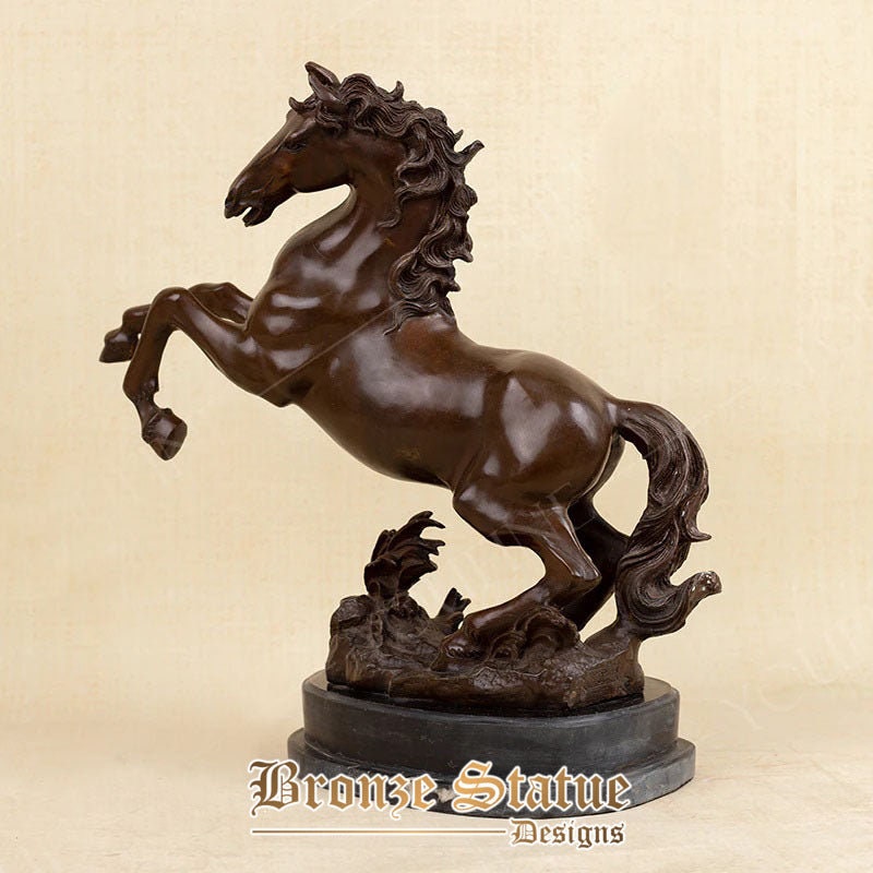 19in | 49cm | bronze horse statue bronze rearing horse sculpture reancing horse art crafts for home garden decor ornament gifts