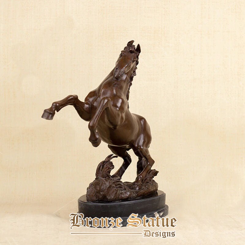 19in | 49cm | bronze horse statue bronze rearing horse sculpture reancing horse art crafts for home garden decor ornament gifts