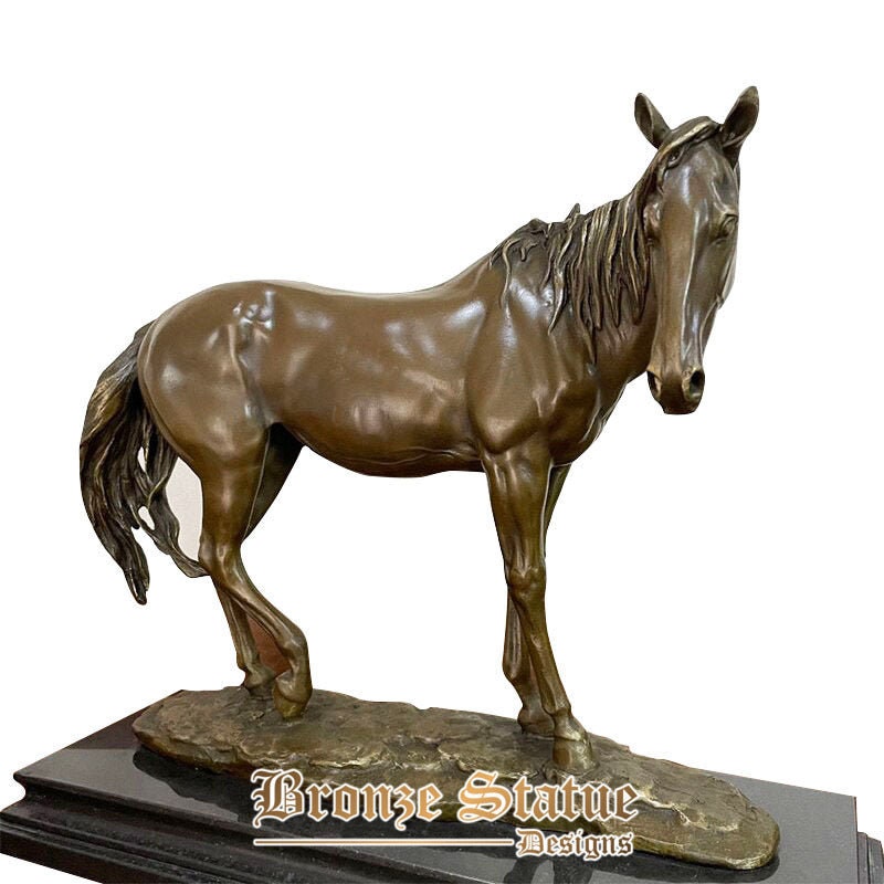 18 Zoll | 45cm | Bronze-Pferdestatue auf einem Marmorsockel Antike Bronze-Pferdeskulptur, die Bronze-Kunsthandwerk für die Dekoration des Heimbüros gießt