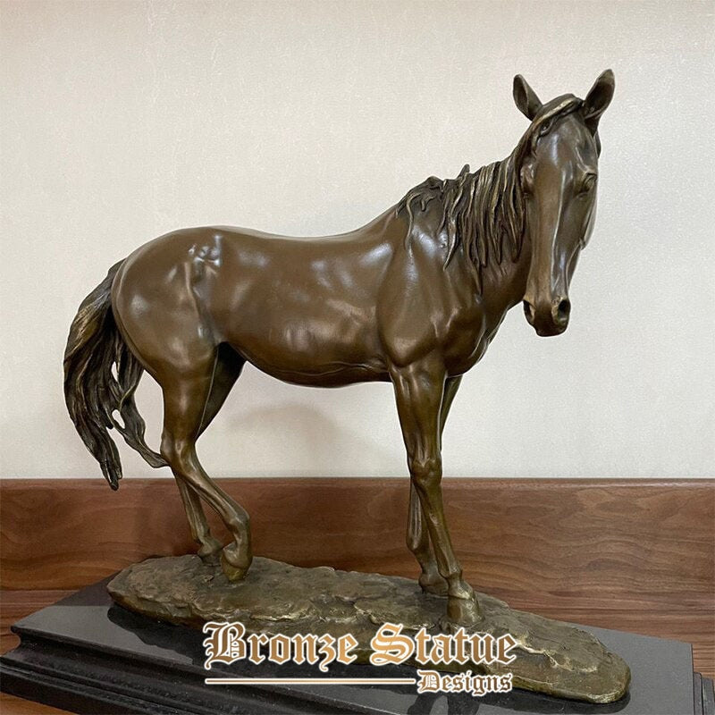 18in | 45cm | bronze horse statue on a marble base antique bronze horse sculpture casting bronze art crafts for home office decoration