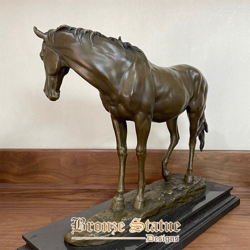 18in | 45cm | bronze horse statue on a marble base antique bronze horse sculpture casting bronze art crafts for home office decoration