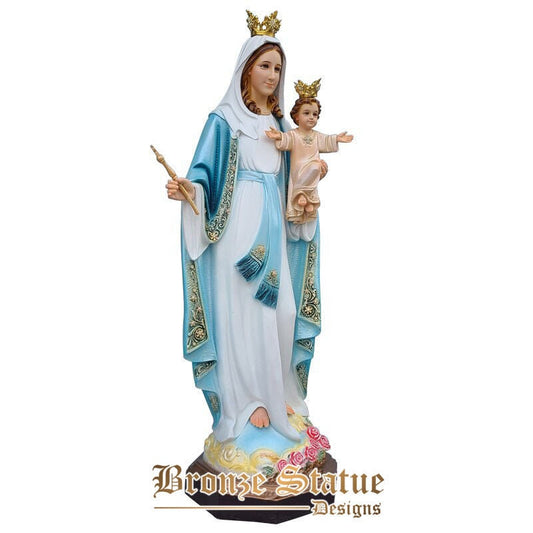 44 polegadas | 112cm | Resina estátuas religiosas de maria e bebê jesus escultura fibra de vidro nossa senhora estatueta católica ornamento artesanato decoração para casa