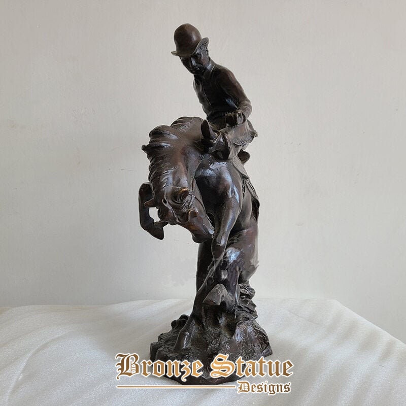 15 polegadas | 40cm | Estátua de cavalo de bronze estátuas de arte de escultura de cavalo de bronze frederic remington para artesanato de decoração de escritório doméstico