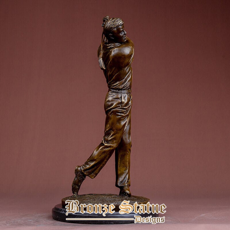 14in | 37cm | bronze golf man statue bronze golfer man sculpture playing golf art figurine crafts for home decoration ornament gifts