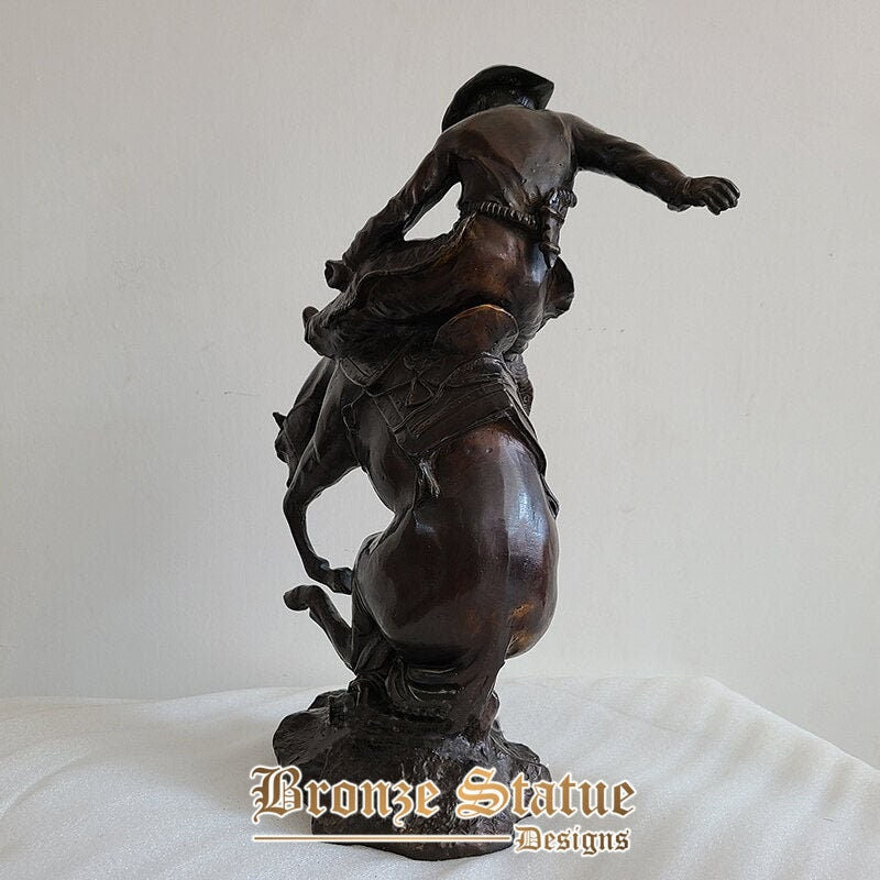 15 Zoll | 40cm | Bronze-Pferdestatue Bronze Frederic Remington Aufbäumende Pferdeskulptur Kunststatuen für Heimbüro-Dekorationshandwerk