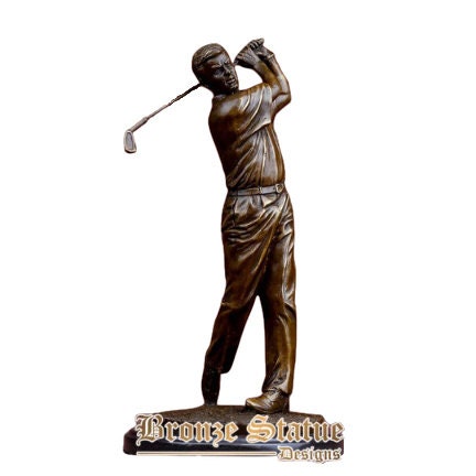 14 polegadas | 37cm | Estátua de homem de golfe de bronze escultura de homem de golfe de bronze jogando arte de golfe estatueta artesanato para decoração de casa ornamento presentes