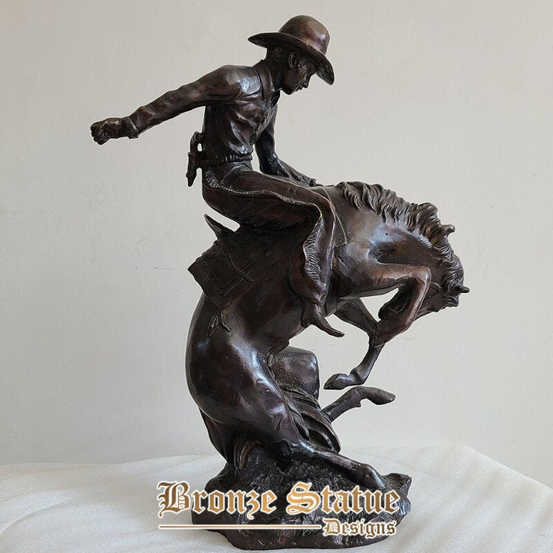 15 Zoll | 40cm | Bronze-Pferdestatue Bronze Frederic Remington Aufbäumende Pferdeskulptur Kunststatuen für Heimbüro-Dekorationshandwerk