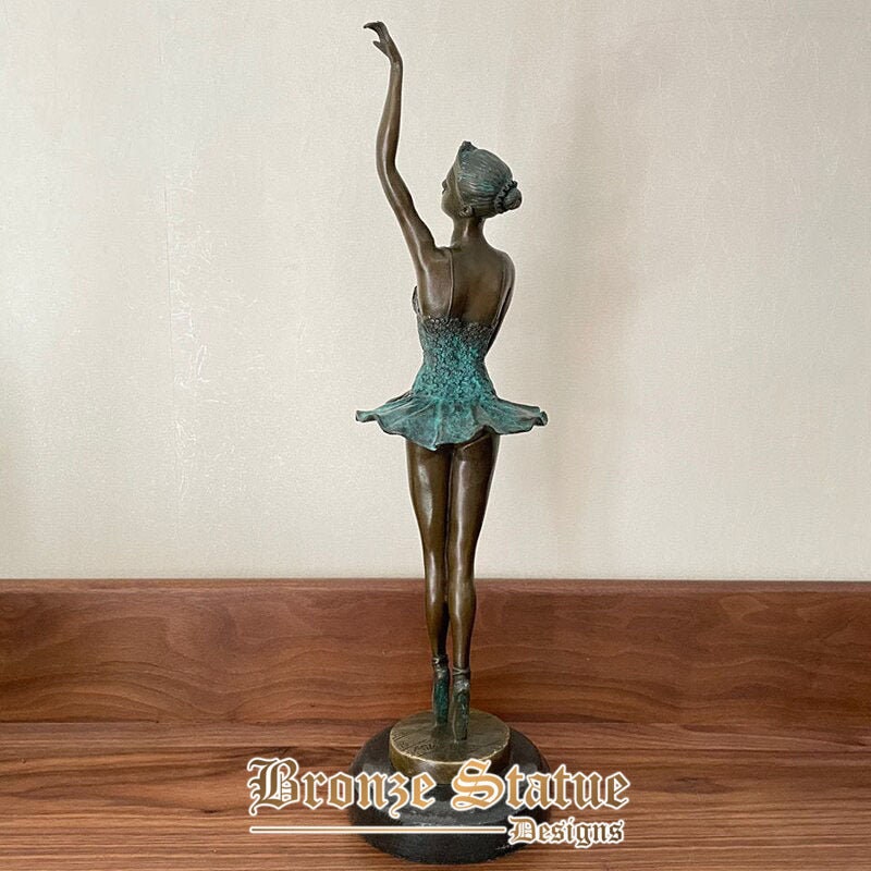 17in | 43cm | Bronze Ballet Dance Sculpture Western Bronze Ballerina Dancer Statue Girl Dancing Art Crafts For Home Hotel Decor Ornaments